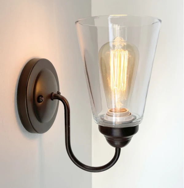 Heavy Modern Farmhouse Clear Glass Wall Sconce Light Fixture Shade 6 Heavy Modern Farmhouse Clear Glass Wall Sconce Light Fixture Shade - Image 4