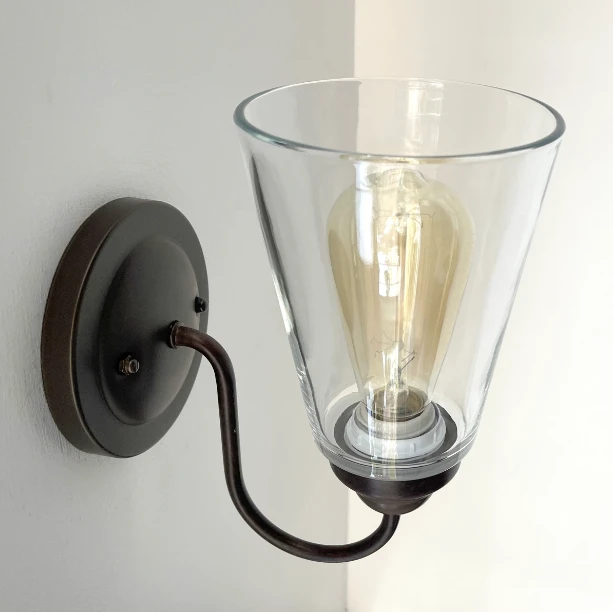 Heavy Modern Farmhouse Clear Glass Wall Sconce Light Fixture Shade 7 Heavy Modern Farmhouse Clear Glass Wall Sconce Light Fixture Shade - Image 5