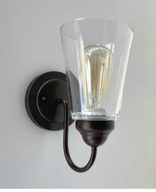 Heavy Modern Farmhouse Clear Glass Wall Sconce Light Fixture Shade 9 Heavy Modern Farmhouse Clear Glass Wall Sconce Light Fixture Shade - Image 7