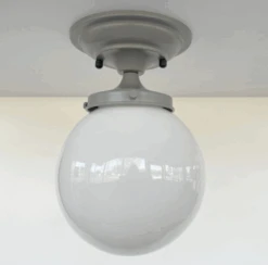 Modern Milk Glass GREY Ceiling Light Fixture Of 8" Opal Glass Globe -The Lamp Goods ScreenShot2024 09 16at3.27.32PM