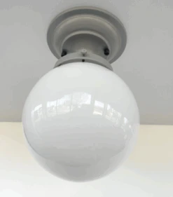 Modern Milk Glass GREY Ceiling Light Fixture Of 8" Opal Glass Globe -The Lamp Goods ScreenShot2024 09 16at3.27.40PM