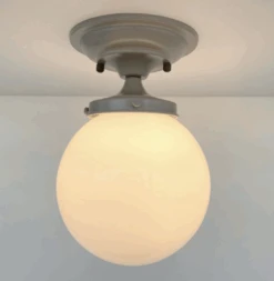 Modern Milk Glass GREY Ceiling Light Fixture Of 8" Opal Glass Globe -The Lamp Goods ScreenShot2024 09 16at3.27.49PM