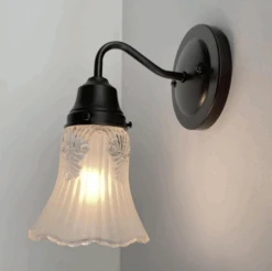 Vanity SCONCE Wall Light 1950s Fixture Frost & Clear Antique Vintage Glass -The Lamp Goods Screen Shot 2024 09 04 at 2.38.05 PM