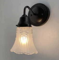 Vanity SCONCE Wall Light 1950s Fixture Frost & Clear Antique Vintage Glass -The Lamp Goods Screen Shot 2024 09 04 at 2.38.18 PM