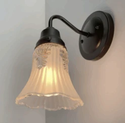 Vanity SCONCE Wall Light 1950s Fixture Frost & Clear Antique Vintage Glass -The Lamp Goods Screen Shot 2024 09 04 at 2.38.25 PM