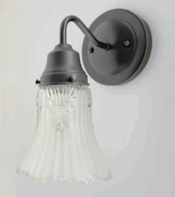 Vanity SCONCE Wall Light 1950s Fixture Frost & Clear Antique Vintage Glass -The Lamp Goods Screen Shot 2024 09 04 at 2.38.37 PM