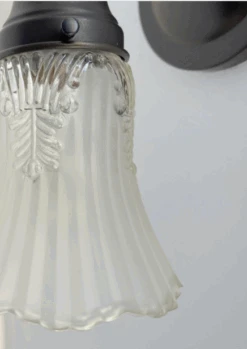 Vanity SCONCE Wall Light 1950s Fixture Frost & Clear Antique Vintage Glass -The Lamp Goods Screen Shot 2024 09 04 at 2.38.47 PM