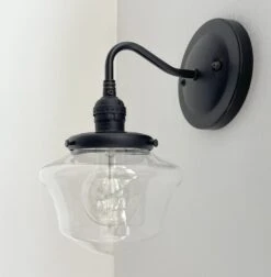 Clear Schoolhouse Glass Wall Sconce Light Fixture -The Lamp Goods SmallCLEARSchoolhouseAntiqueWallSconce 1