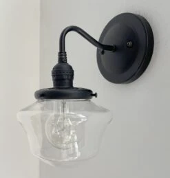 Clear Schoolhouse Glass Wall Sconce Light Fixture -The Lamp Goods SmallCLEARSchoolhouseAntiqueWallSconce 2