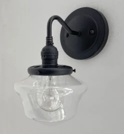 Clear Schoolhouse Glass Wall Sconce Light Fixture -The Lamp Goods SmallCLEARSchoolhouseAntiqueWallSconce 3