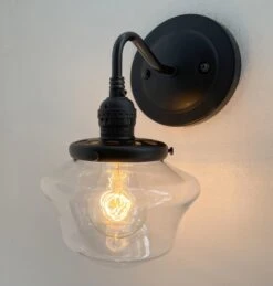 Clear Schoolhouse Glass Wall Sconce Light Fixture -The Lamp Goods SmallCLEARSchoolhouseAntiqueWallSconce 9