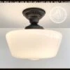 Large Urban Schoolhouse Milk Glass LIGHT Fixture -The Lamp Goods URBANmilkglassceilinglighttwelveinchlightingfixture