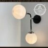 ULTRA MODERN DUO Wall Sconce Light Fixture -The Lamp Goods UltraModernMidCenturyWallSconceLightFixtureMilkGlassGlobeLighting 1