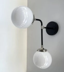 ULTRA MODERN DUO Wall Sconce Light Fixture 14 ULTRA MODERN DUO Wall Sconce Light Fixture -The Lamp Goods UltraModernMidCenturyWallSconceLightFixtureMilkGlassGlobeLighting 4