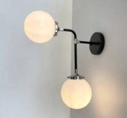 ULTRA MODERN DUO Wall Sconce Light Fixture 17 ULTRA MODERN DUO Wall Sconce Light Fixture -The Lamp Goods UltraModernMidCenturyWallSconceLightFixtureMilkGlassGlobeLighting 5
