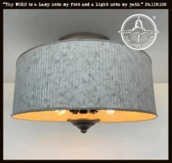 Galvanized Barn Drum Modern Farmhouse Ceiling Light