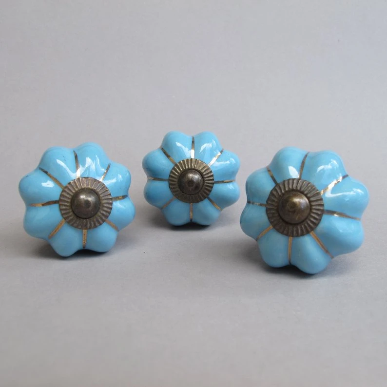 Petite Marigold Knob - Light Blue(Copy Of Marigold Knob) 5 Petite Marigold Knob - Light Blue(Copy Of Marigold Knob) - Image 3