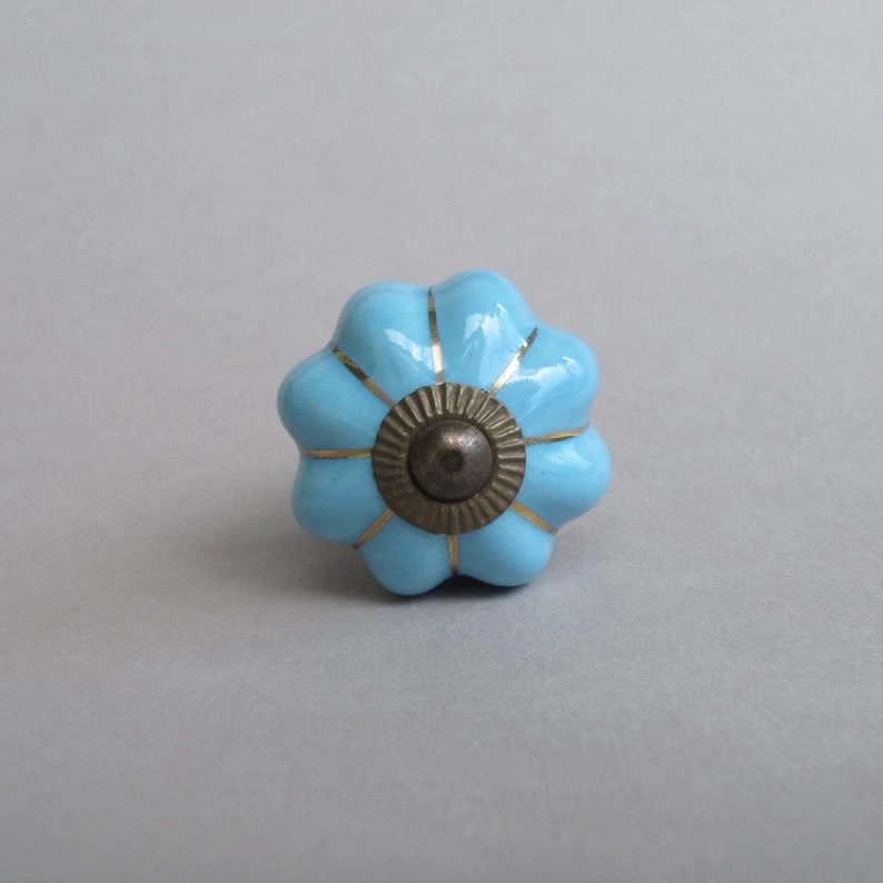 Petite Marigold Knob - Light Blue(Copy Of Marigold Knob) 3 Petite Marigold Knob - Light Blue(Copy Of Marigold Knob)