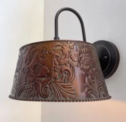 Bronze Copper Embossed Wall Sconce Light Fixture -The Lamp Goods bronzecopperornatewallsconce 1