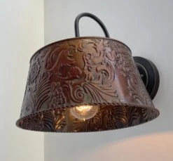 Bronze Copper Embossed Wall Sconce Light Fixture -The Lamp Goods bronzecopperornatewallsconce 14