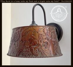Bronze Copper Embossed Wall Sconce Light Fixture