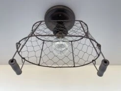 CHICKEN WIRE Farmhouse Ceiling Light - Rectangular -The Lamp Goods chicken wire flush ceiling light fixture 4