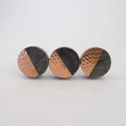 Gray Stone + Hammered Copper Round Knob(Grey Stone Copper Round Knob) 12 Gray Stone + Hammered Copper Round Knob(Grey Stone Copper Round Knob) -The Lamp Goods copercircleknob3