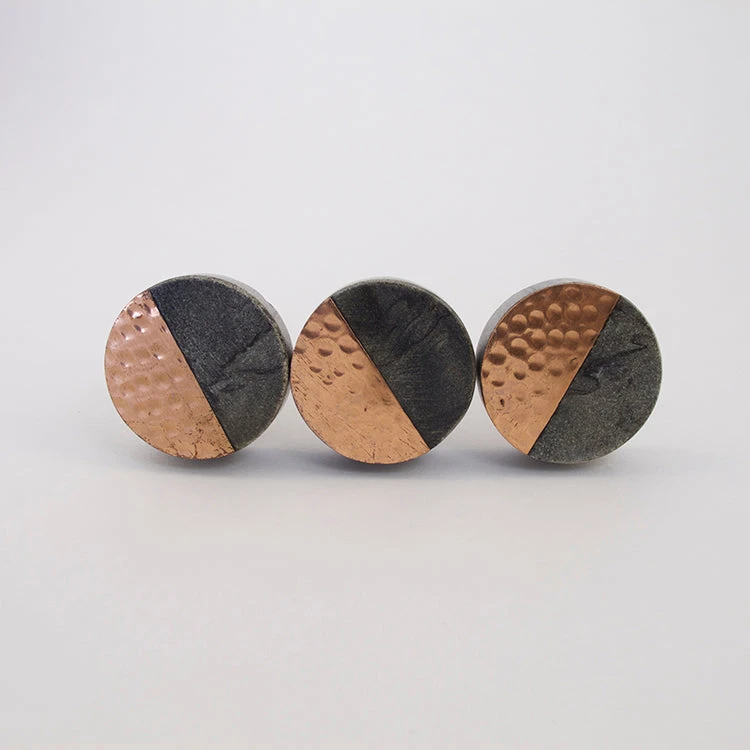 Gray Stone + Hammered Copper Round Knob(Grey Stone Copper Round Knob) 7 Gray Stone + Hammered Copper Round Knob(Grey Stone Copper Round Knob) - Image 5