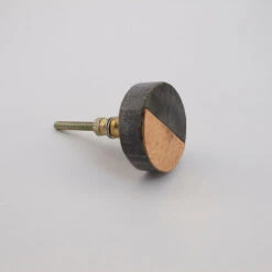 Gray Stone + Hammered Copper Round Knob(Grey Stone Copper Round Knob) 10 Gray Stone + Hammered Copper Round Knob(Grey Stone Copper Round Knob) -The Lamp Goods copercircleknob5
