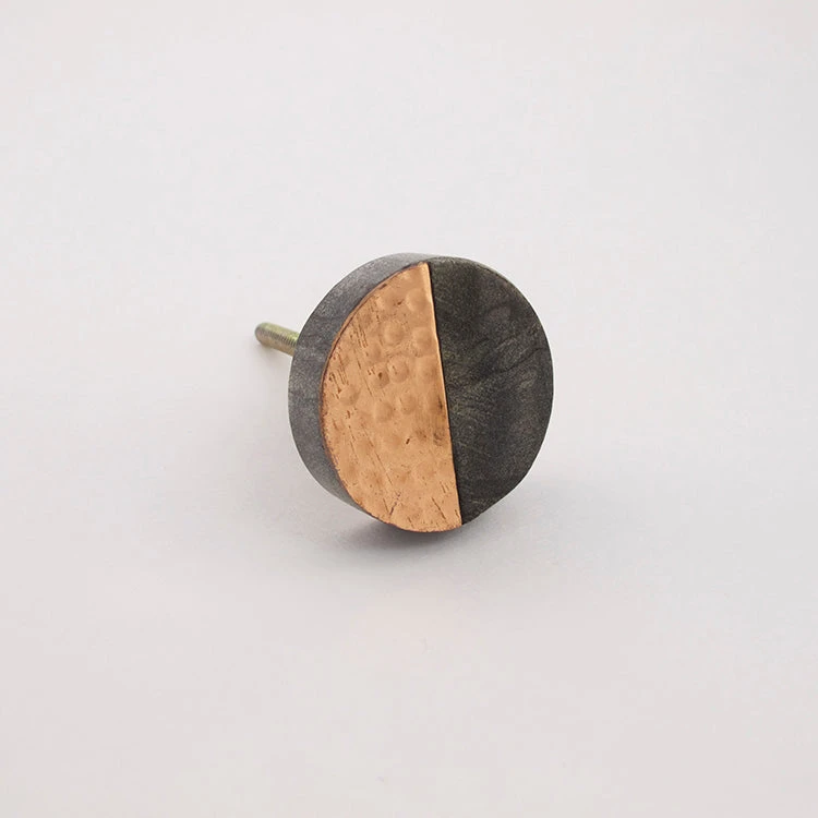 Gray Stone + Hammered Copper Round Knob(Grey Stone Copper Round Knob) 4 Gray Stone + Hammered Copper Round Knob(Grey Stone Copper Round Knob) - Image 2