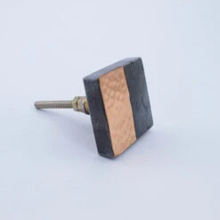 Gray Stone + Copper Square Knob(Grey Stone Copper Square Knob) -The Lamp Goods coperknob14
