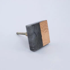 Gray Stone + Copper Square Knob(Grey Stone Copper Square Knob) -The Lamp Goods coperknob16