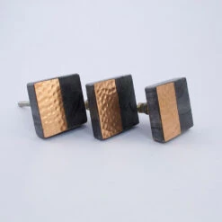 Gray Stone + Copper Square Knob(Grey Stone Copper Square Knob) -The Lamp Goods coperknob7