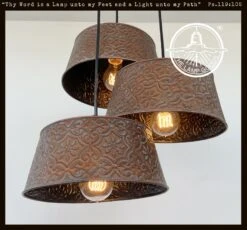 Ornate Copper CHANDELIER TRIO Light