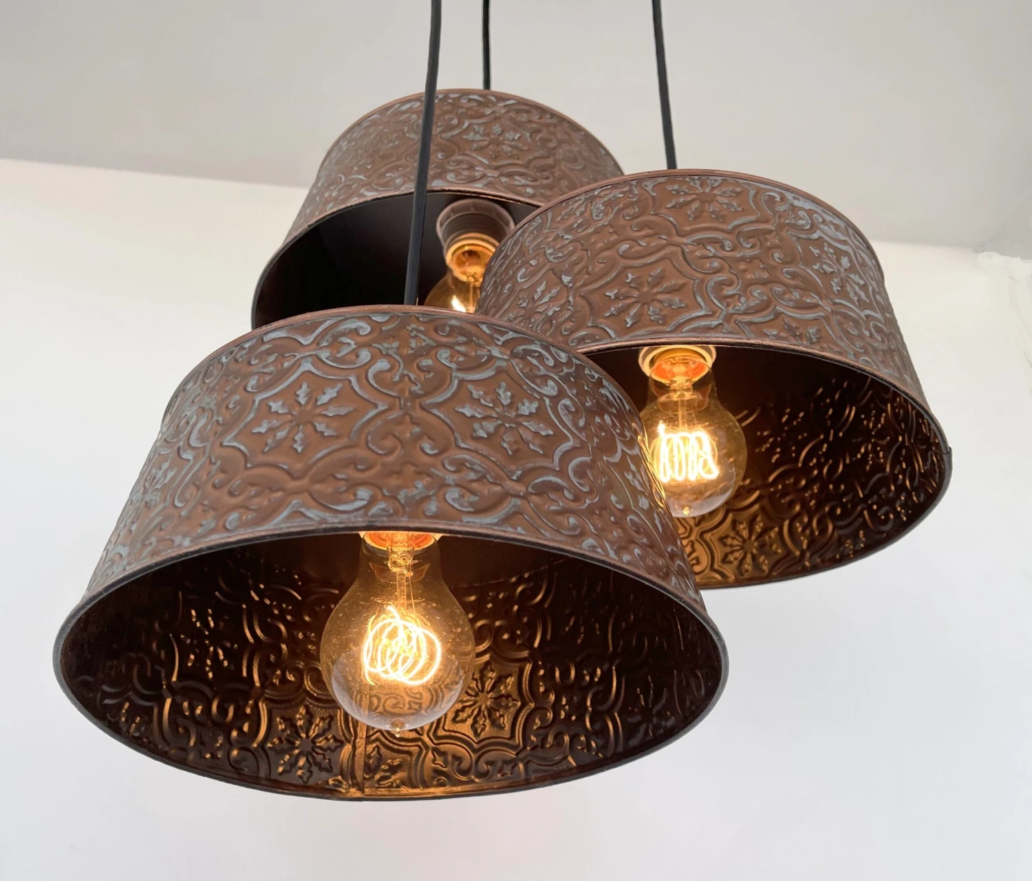 Ornate Copper CHANDELIER TRIO Light 4 Ornate Copper CHANDELIER TRIO Light - Image 2