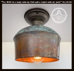 HANDCRAFTED Copper Pendant Light Fixture -The Lamp Goods coppertoneurnbucketcelinglightpatinaflushmountrusticfarmhouse c39faa1c 34f9 42a9 a2a1 5be094720f85