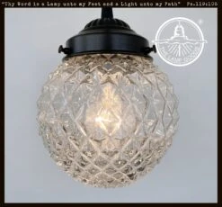 Rare Diamond Antique 1930's Glass Pendant Lighting