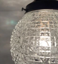 Authentic Antique Diamond Glass Ceiling Light -The Lamp Goods diamondsquarevintageantiqueglassceilinglightsemiflush 4