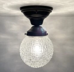 Authentic Antique Diamond Glass Ceiling Light -The Lamp Goods diamondsquarevintageantiqueglassceilinglightsemiflush 5