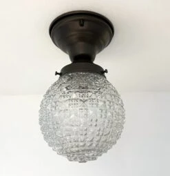 Authentic Antique Diamond Glass Ceiling Light -The Lamp Goods diamondsquarevintageantiqueglassceilinglightsemiflush 7