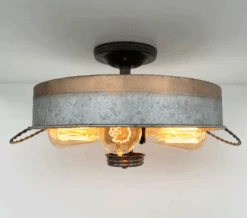 Modern Farmhouse Galvanized & Copper Tone Metal Flat Tub Ceiling Light Wood Accents -The Lamp Goods download 2024 04 11T134148.116