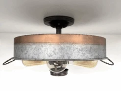 Modern Farmhouse Galvanized & Copper Tone Metal Flat Tub Ceiling Light Wood Accents -The Lamp Goods download 2024 04 11T134215.770