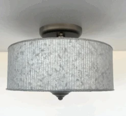 Galvanized Barn Drum Modern Farmhouse Ceiling Light -The Lamp Goods download 75