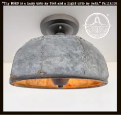 Rustic Metal Farmhouse Ceiling Light - Eight Sided