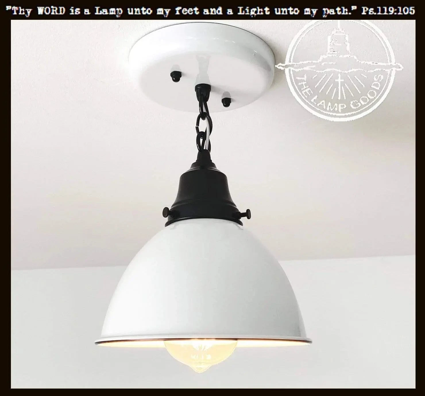 White Enamel Farmhouse Ceiling Light With Chain 3 White Enamel Farmhouse Ceiling Light With Chain