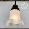 Delicate HOBNAIL RUFFLE 1950's Antique Frosted Glass Pendant