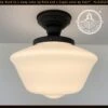 ELEGANT SCHOOLHOUSE Authentic Historical 1930's Antique Milk Glass Ceiling Light