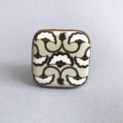 Ginko Knob - Large Square(Ceramic Ginko Knob) 11 Ginko Knob - Large Square(Ceramic Ginko Knob) -The Lamp Goods ginko knob knobs drawer cabinet knobs and pulls sku 5