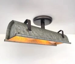 Galvanized Metal Ceiling Light -The Lamp Goods glavanizedrectangularduoceilinglightfarmhouseindustrialrusticlighting 1