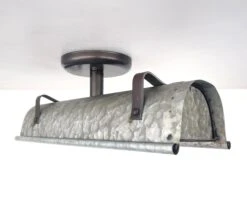 Galvanized Metal Ceiling Light -The Lamp Goods glavanizedrectangularduoceilinglightfarmhouseindustrialrusticlighting 3